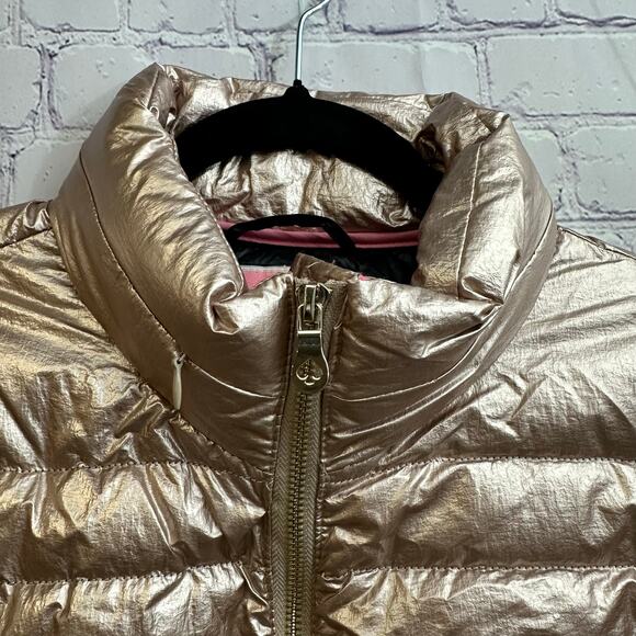 Kate Spade Rose Gold Puffer Coat Down Filled Packable Hood Women's Large - Picture 3 of 9